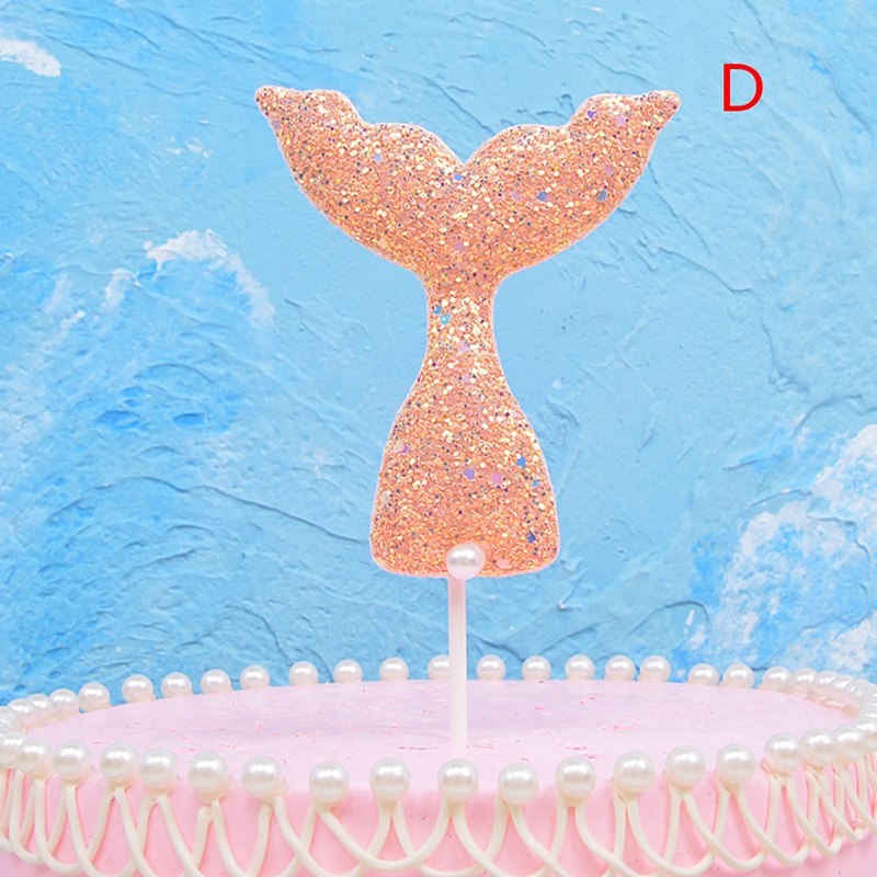 Mới Phụ Kiện Trang Trí Bánh Kem Hình Đuôi Nàng Tiên Cá Lấp Lánh