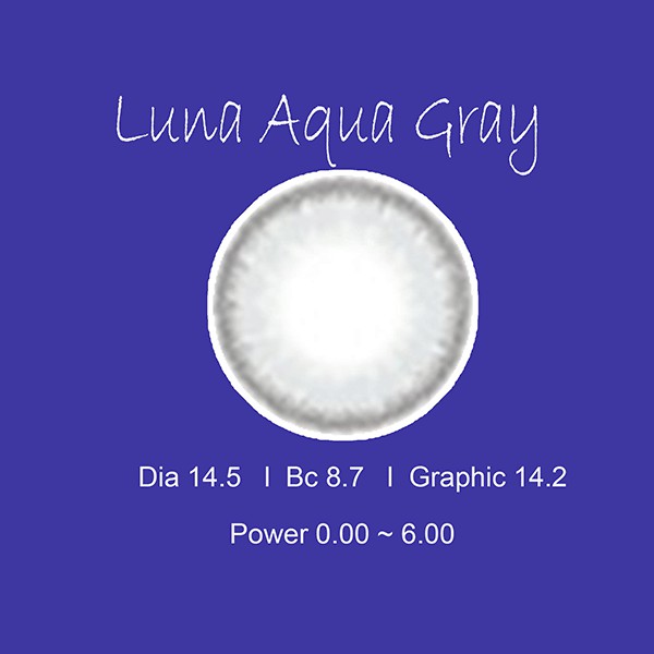 Kính áp tròng Luna Aqua Gray Hàn Quốc có độ ( 0.00 ~ 6.00)