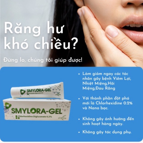 Gel Bôi Viêm Lợi SMYLORA-GEL Giảm Và Ngăn Ngừa Các Tác Nhân Gây Nhiệt Miệng,Viêm Lợi,Viêm Chân Răng,Sâu Răng,Hôi Miệng