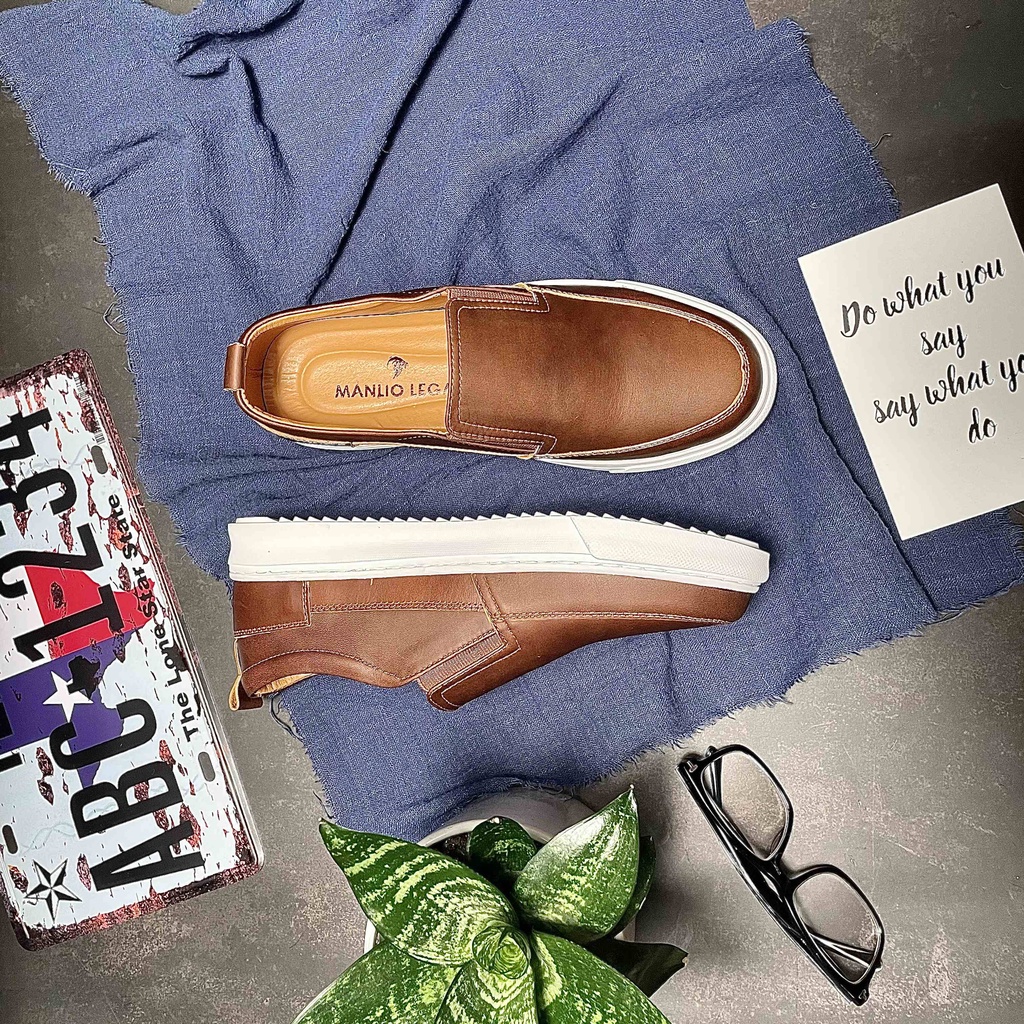 Giày lười nam Slip on nam da thật Manlio Legat 3 màu đen, xanh, nâu G1841-BN,G0841-B,G7471-MG