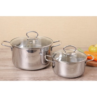 Bộ 2 nồi inox 430 Fivestar nắp kính ( 18cm x 24cm ) , 3 đáy dùng được mọi bếp , bảo hành 5 năm