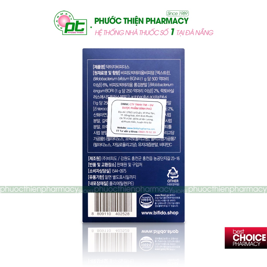 Men vi sinh Hàn Quốc Dr.G BIFIDUS hỗ trợ tiêu hóa, đại tràng - Giúp Bổ Sung Lợi Khuẩn, men tiêu hóa kẽm