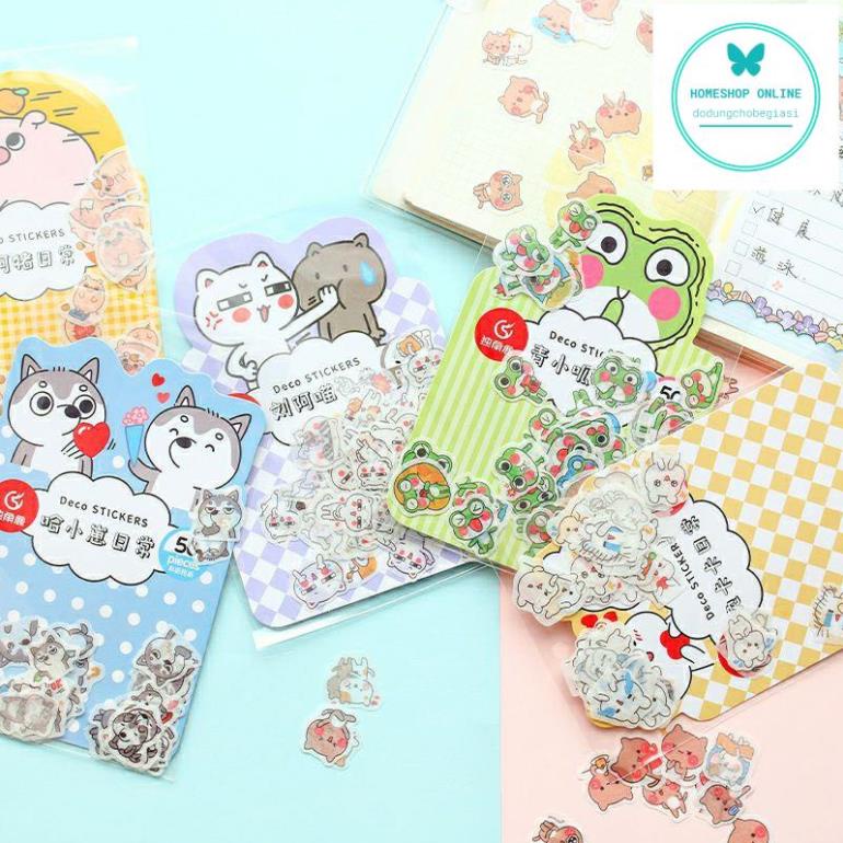 Set 50 sticker hoạt hình thú cưng dễ thương - HOME SHOP ONLINE