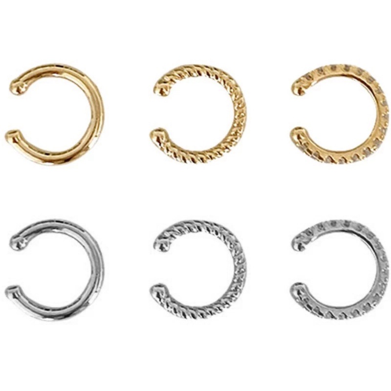 1 Bộ Khuyên Kẹp Vành Tai Tròn Mạ Bạc 925 Đơn Giản