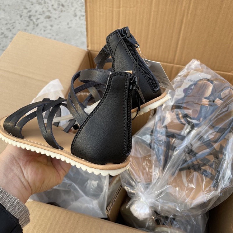 Sandal bé gái C&amp;J  Chiến binh quai da đế cao su xuất dư 0722