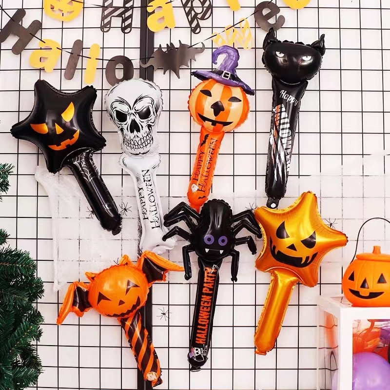 Bong Bóng Nhôm Bơm Hơi Nhiều Kiểu Dáng / Hình Quỷ / Bí Ngô / Ngôi Sao / Nhện Cầm Tay Trang Trí