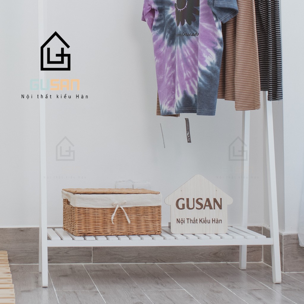 Giá Treo Quần Áo 1 tầng thông minh chữ A bằng gỗ màu trắng GUSAN không gắn tường phù hợp shop thời trang phong cách Hàn