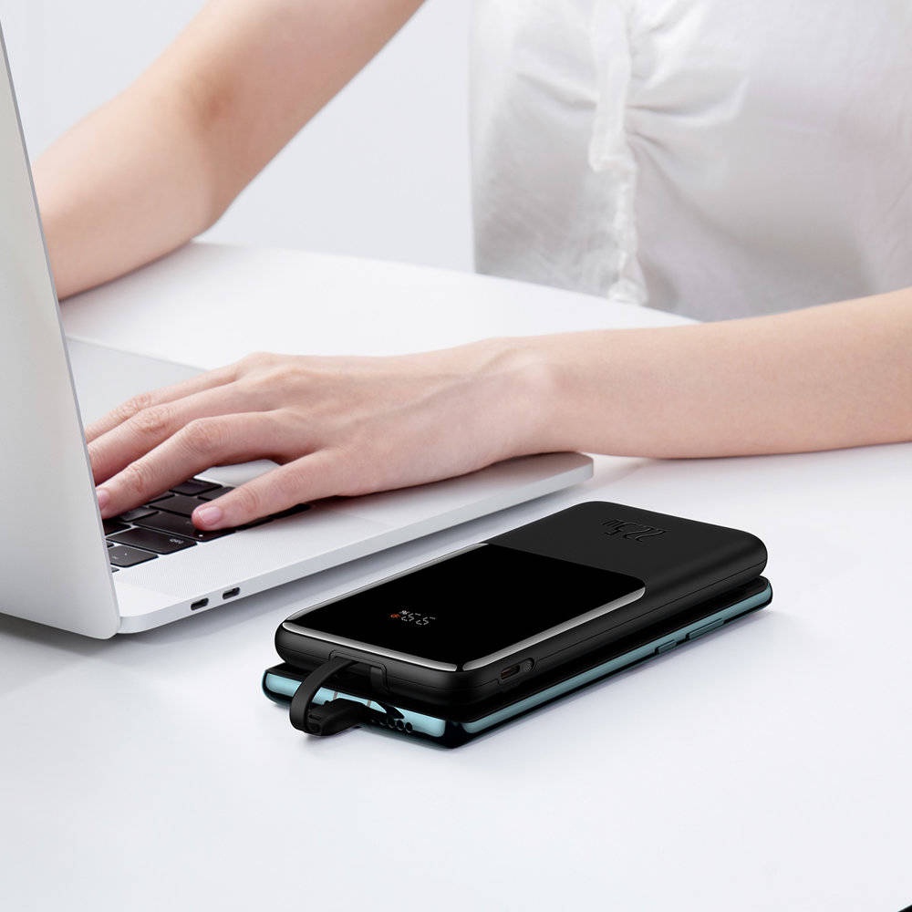 Pin dự phòng Baseus Elf Digital Display 10000mAh sạc nhanh 22.5W tích hợp cáp sạc Type-C và Lightning