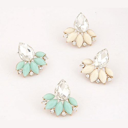 Bông tai hình giọt nước đính đá phong cách Hàn Quốc