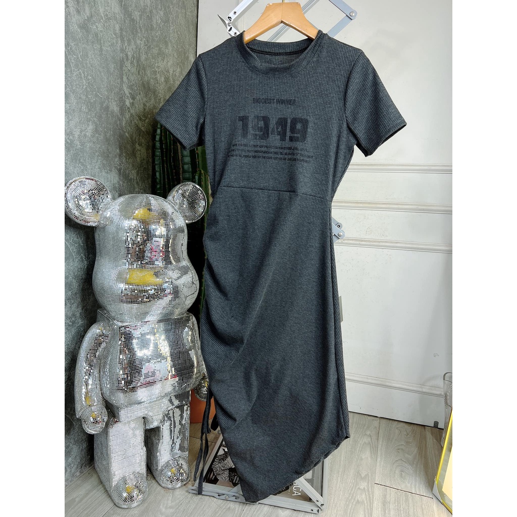 Đầm ôm body dài nhúng xẻ lai 1 bên ngắn tay thun cotton gân dày xịn, đầm maxi, váy ôm, váy maxi, đầm nhúng