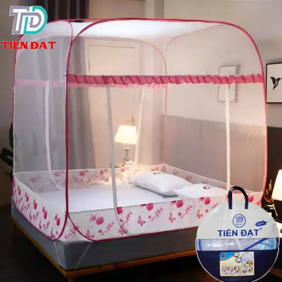 Màn Chụp Tự Bung Đỉnh Vuông TIẾN ĐẠT⚡️CHIỀU CAO 1m75⚡️Mẫu Mùng Ngủ Gấp Gọn Tiện Lợi- Khung Thép Cacbon- Bảo Hành 6 Tháng