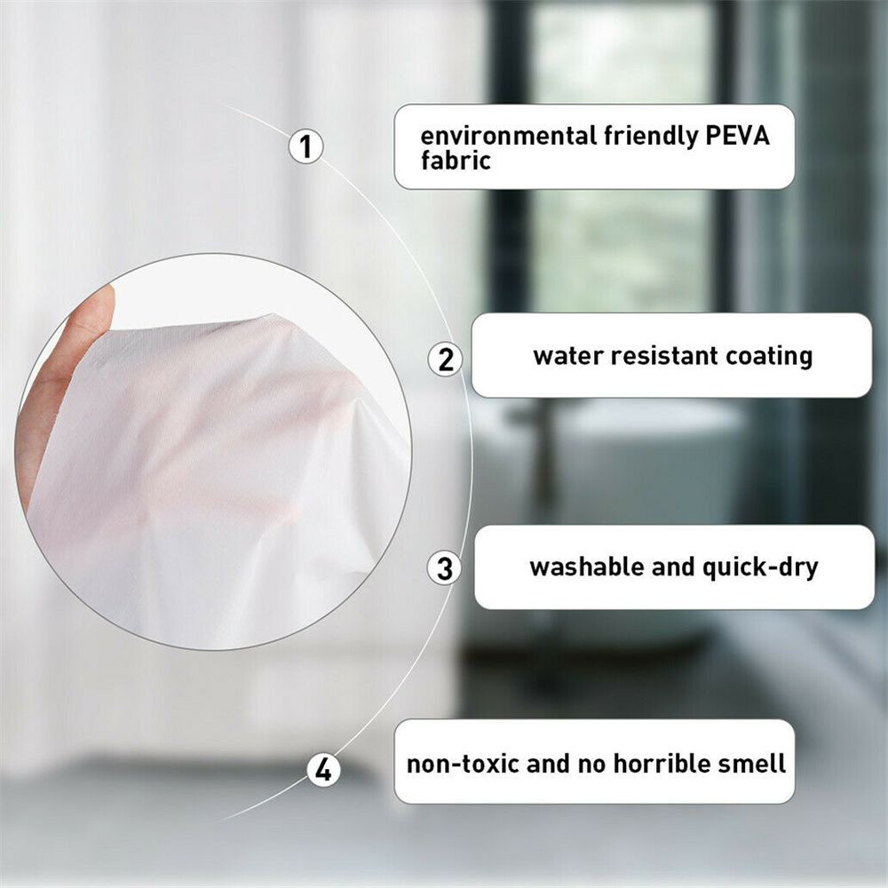 YYlingx che bồn tắm chống thấm nước kèm 12 móc treo bằng PEVA dày dặn tiện dụng cho gia đình