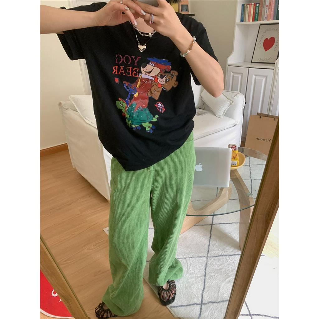 Áo Thun Mùa Hè 62008 Dáng Rộng In Họa Tiết Hoạt Hình Vui Nhộn Dễ Phối Đồ