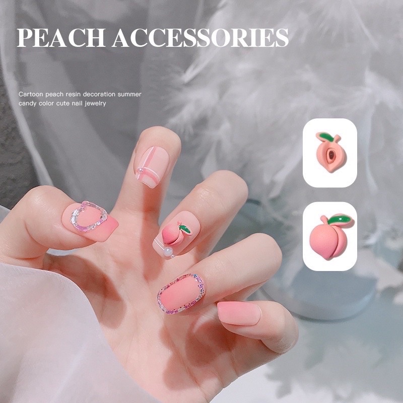 Charm quả đào xinh bán lẻ từ 1đôi(2c) dùng trang trí móng tay / nail