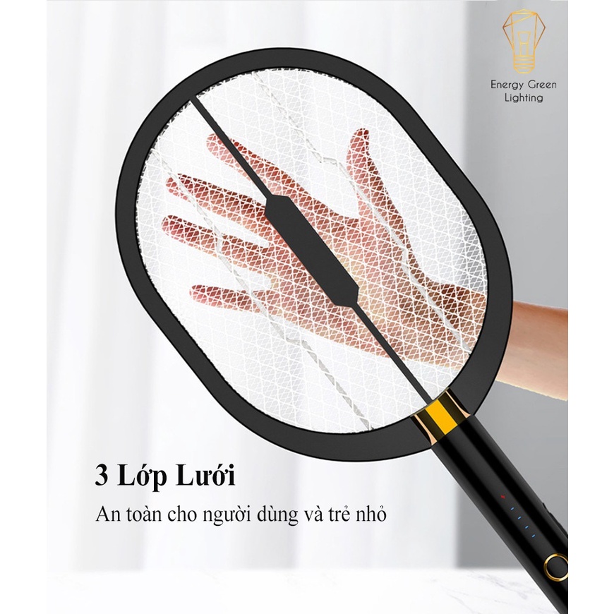 [PIN TRÂU] Vợt Bắt Muỗi Energy Green Lighting  XQN-898 Kiêm Đèn Thu Hút Muỗi , Diệt Muỗi Để Bàn , Treo Tường Tiện Lợi