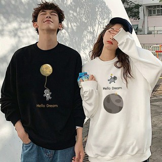 Áo đôi sweater thu đông nỉ dày dặn, áo cặp nam nữ, hình quả cầu cá tính