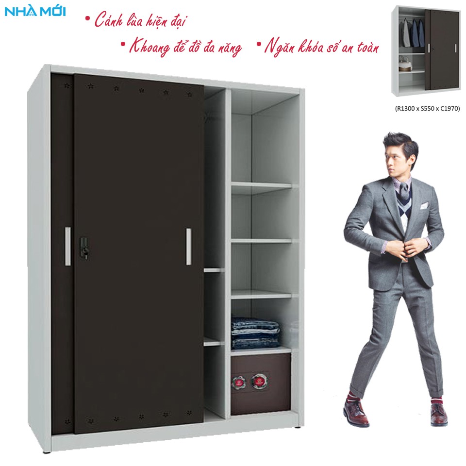 (Nhà Mới) Tủ quần áo 2 cánh cửa lùa (có ngăn khóa số bảo mật)