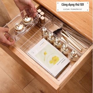 Bộ Khay Chia Ngăn Kéo Tủ Nhiều Size, Khay mica đựng đồ dùng chia ngăn trong suốt tiện dụng - cutam.homedecor