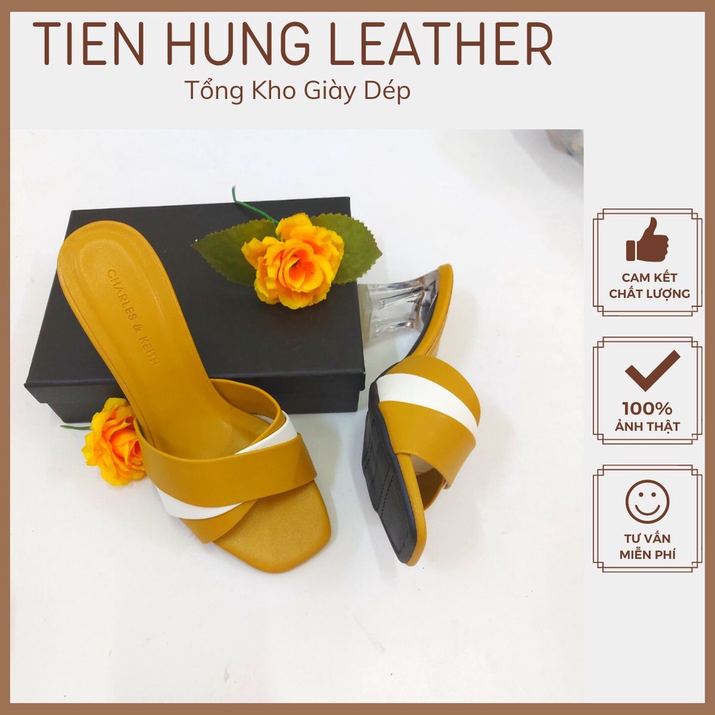 Sandal cao gót quai ngang 7cm dép nữ gót meca vuông thời trang Tiến Hùng TH0011