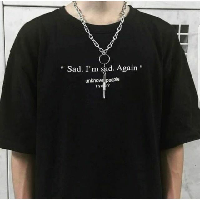Áo Thun Tay Lỡ SAD Tee Đen Unisex