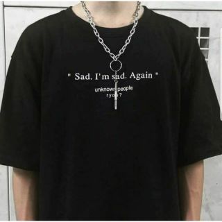 Áo thun tay lỡ sad tee đen unisex
