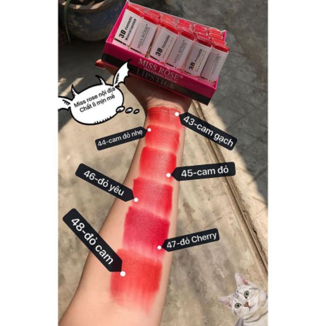 Son Sáp Tông Đỏ Miss Rose 3D  Vỏ Trắng Nội Địa | BigBuy360 - bigbuy360.vn