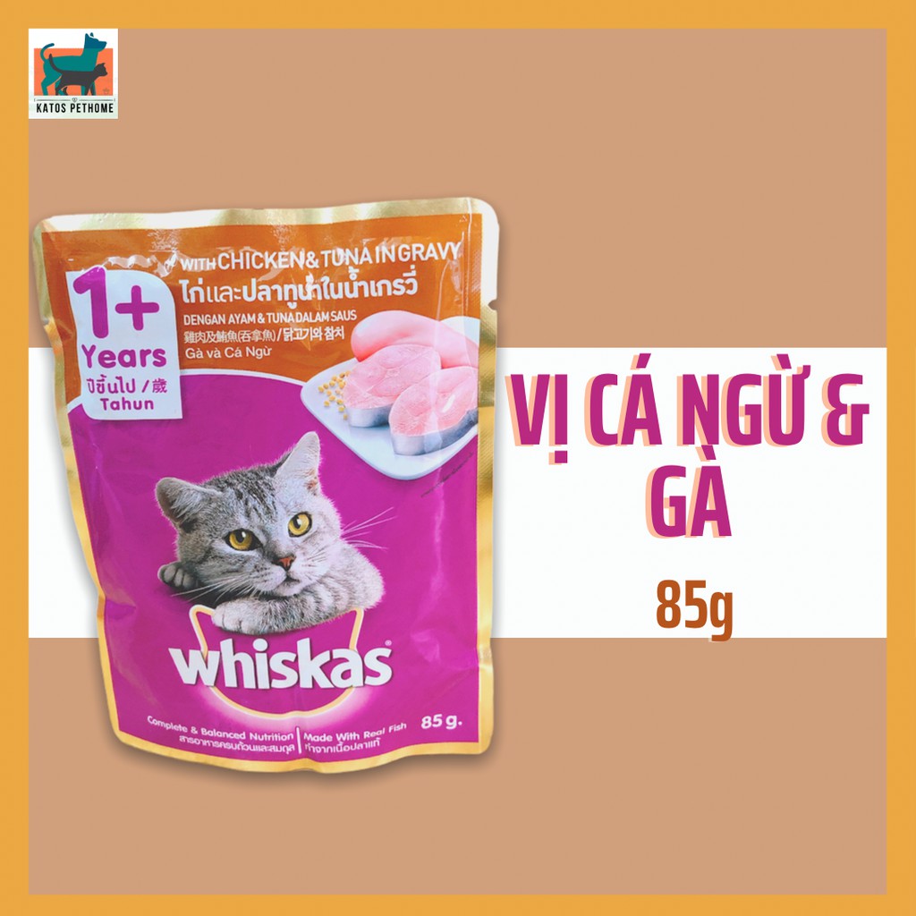 Pate cho mèo Whiskas dạng gói 85g - giao vị ngẫu nhiên