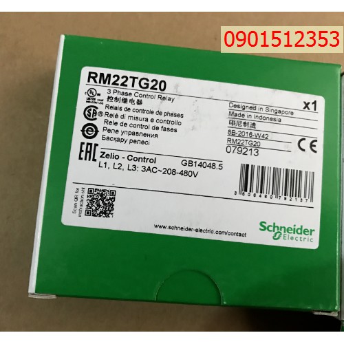 Relay điều khiển 3 pha đa chức năng  RM22TG20 Schneider