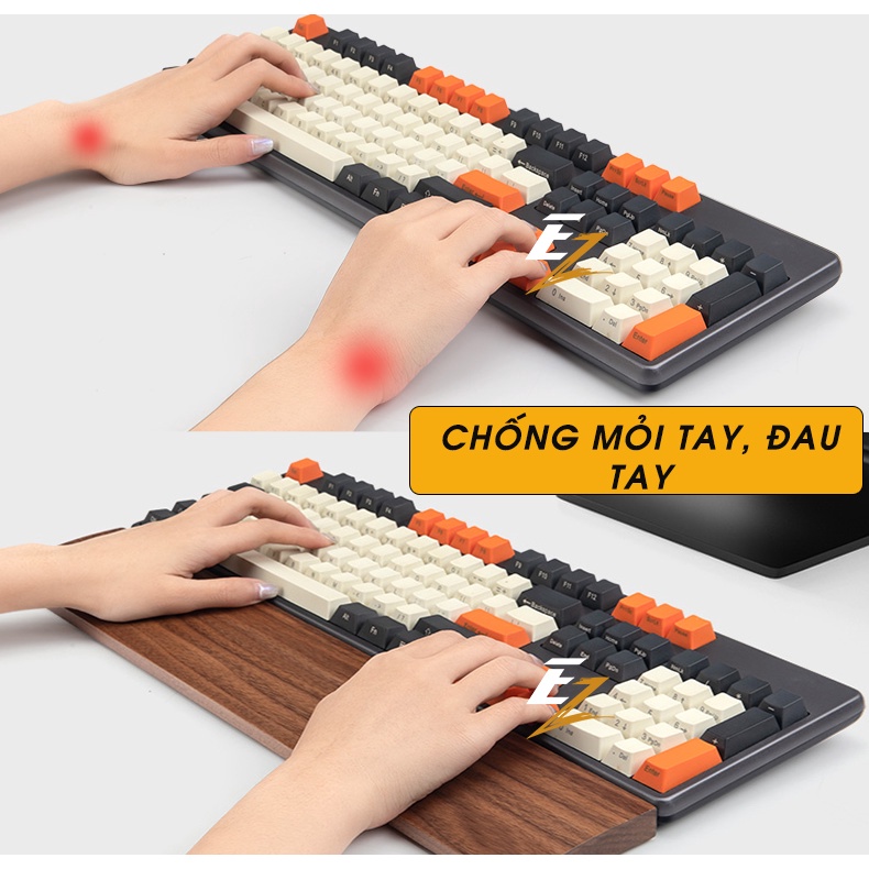 Kê Tay Cao Cấp Cho Bàn Phím Cơ Bằng Gỗ Óc Chó Chất Lượng Cao Chống Mòn Chống Bám Bụi | EZPC