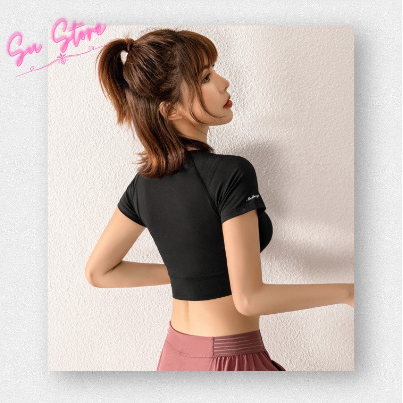 Áo Thun Nữ Cotton Tập Thể Thao, Áo Croptop Tay ngắn - 062