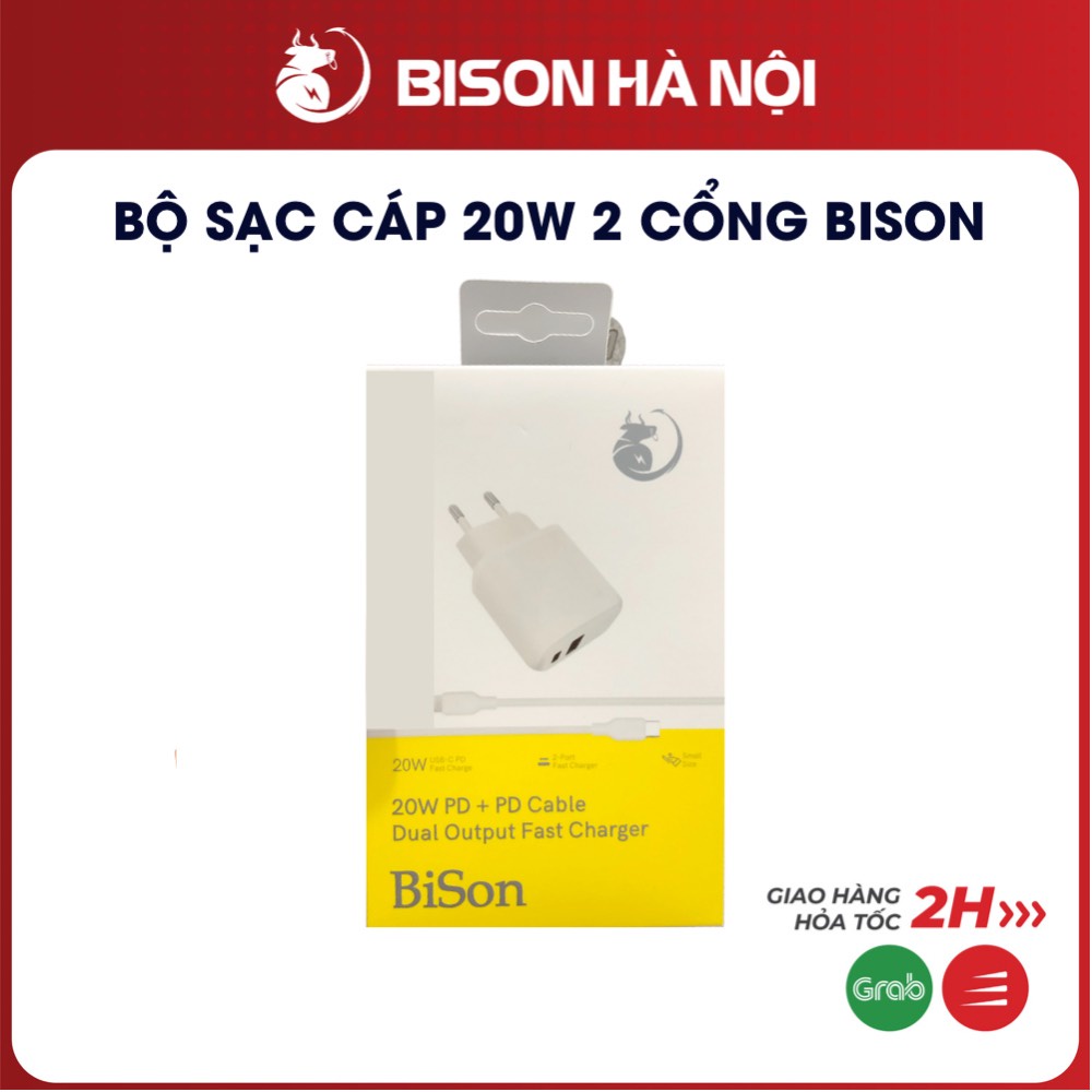 Bộ sạc PD 20w 2 cổng Bison. bộ sạc IP12 Promax,hỗ trợ sạc nhanh PD và QC3.0,tiêu chuẩn Châu Âu