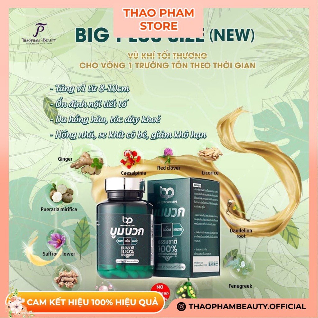 |LOẠI SIÊU VIP| Viên uống tăng size vòng 1 hiệu quả không chứa mầm đậu Big Plus Size – Thảo Phạm Beauty