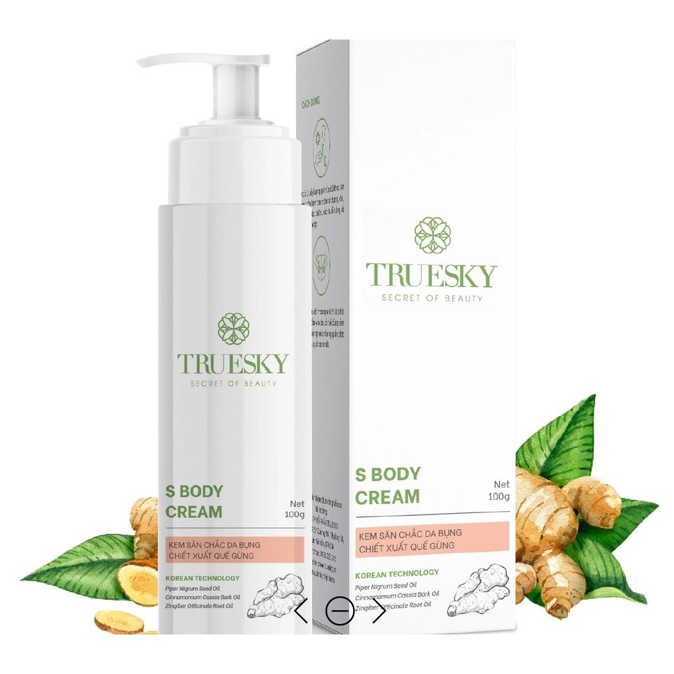 Kem tan mỡ bụng cấp tốc chiết xuất quế gừng Truesky Premium dạng vòi nhấn phiên bản cao cấp 200ml - Slimming Cream