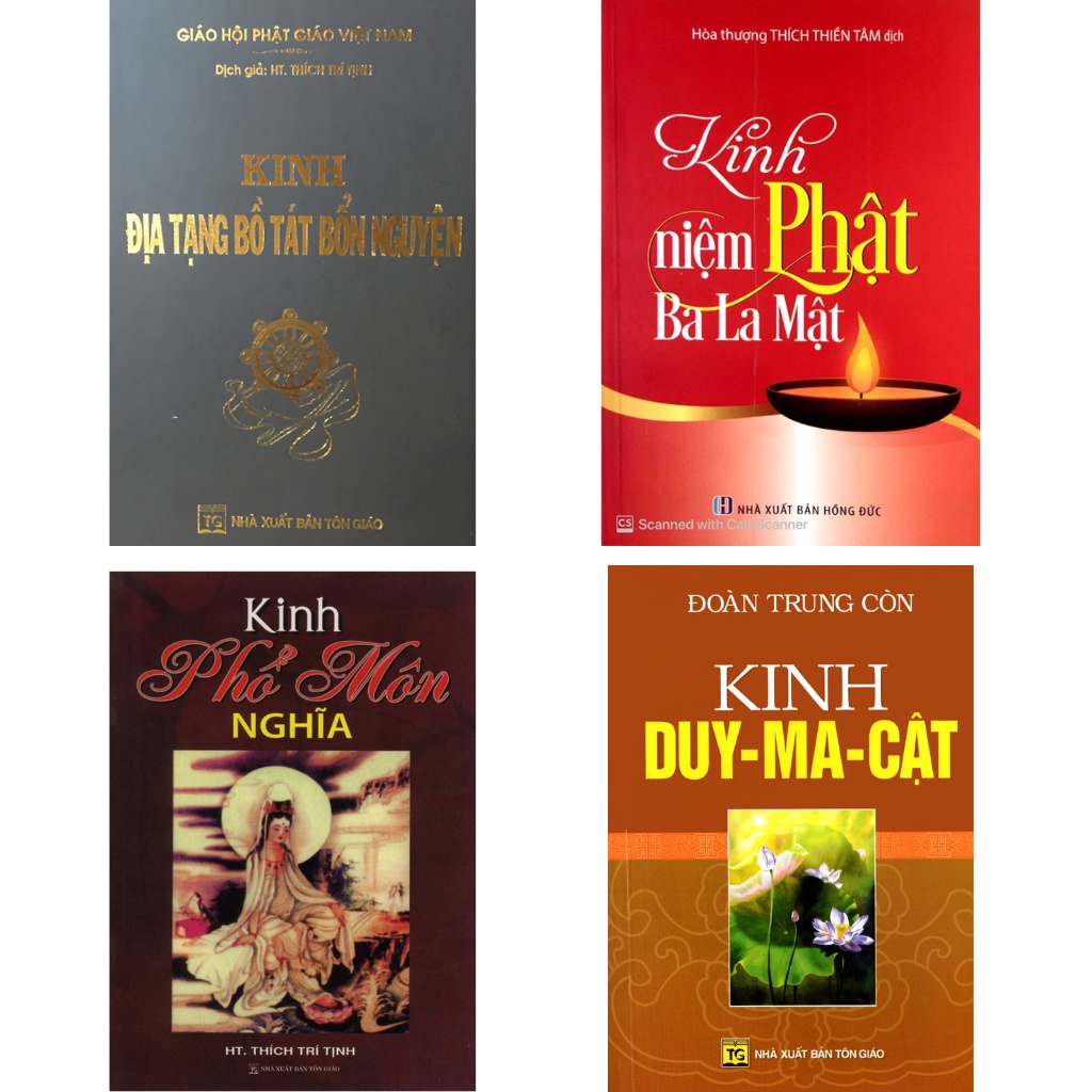Sách - Combo Kinh Địa Tạng + Kinh Phổ Môn Nghĩa + Kinh Niệm Phật Ba La Mật + Kinh Duy Ma Cật