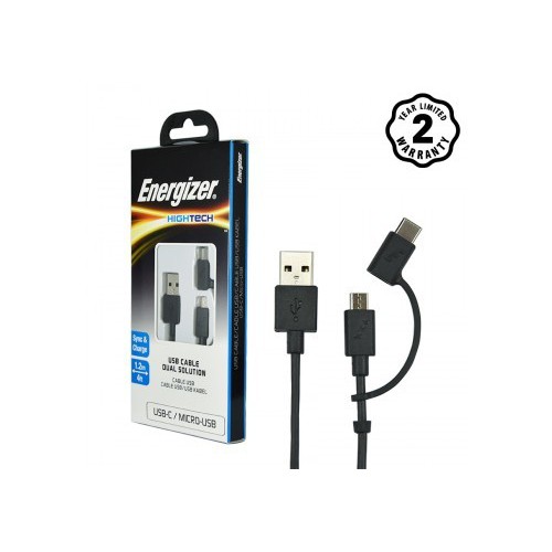 Cáp Energizer 2 In 1 Micro Type-C - C11UBX2CFBK4
(Công ty)