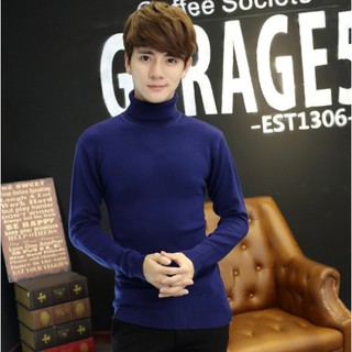 Áo len nam cổ lọ màu xanh than mềm mịn