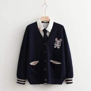 Áo Khoác Len Cardigan Hình Thêu Xinh Xắn K30