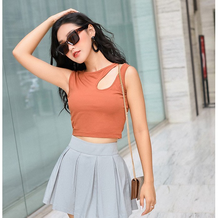 Áo thun crop top hở vai nữ tính 20AGAIN, thiết kế lệch vai quyến rũ ATA1471 | BigBuy360 - bigbuy360.vn