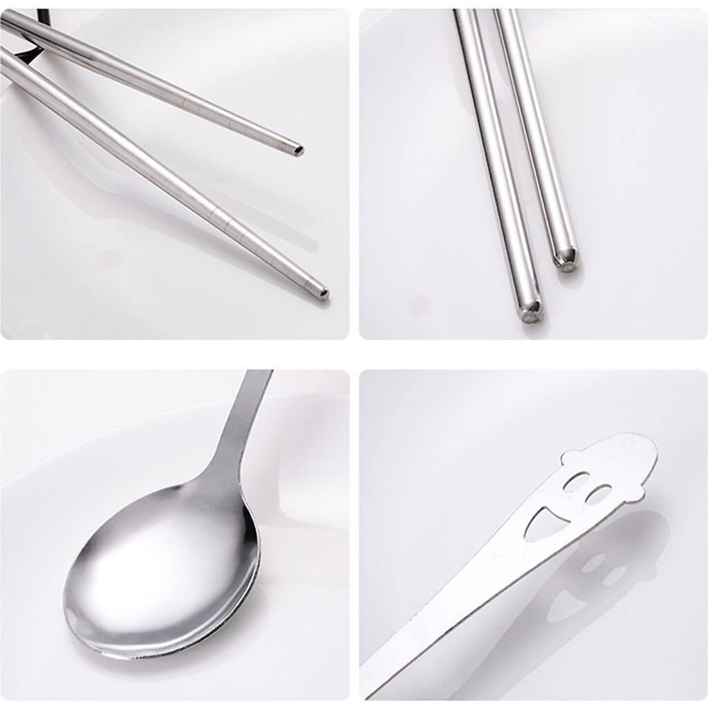 Bộ Đũa Thìa INOX Happy Smile Đựng Trong Hộp Giấy Nhỏ Gọn Dễ Dàng Mang Theo