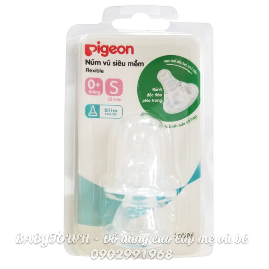 [CHÍNH HÃNG]Núm vú cổ hẹp silicone siêu mềm Pigeon (2 cái/vỉ)