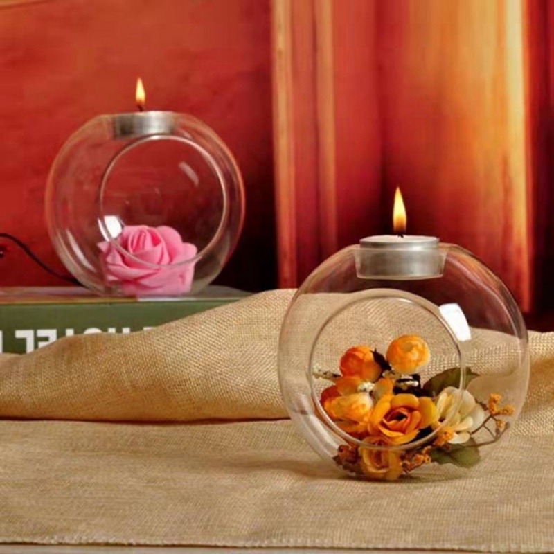 Bình thủy tinh chịu nhiệt đỡ nến trang trí nội thất tạo không gian lãng mạn
