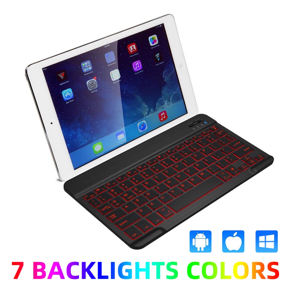 Guugei Bàn phím Bluetooth không dây GUUGEI có đèn nền RGB cầu vồng sạc được cho Ipad Android IOS Windows (có bán lẻ)