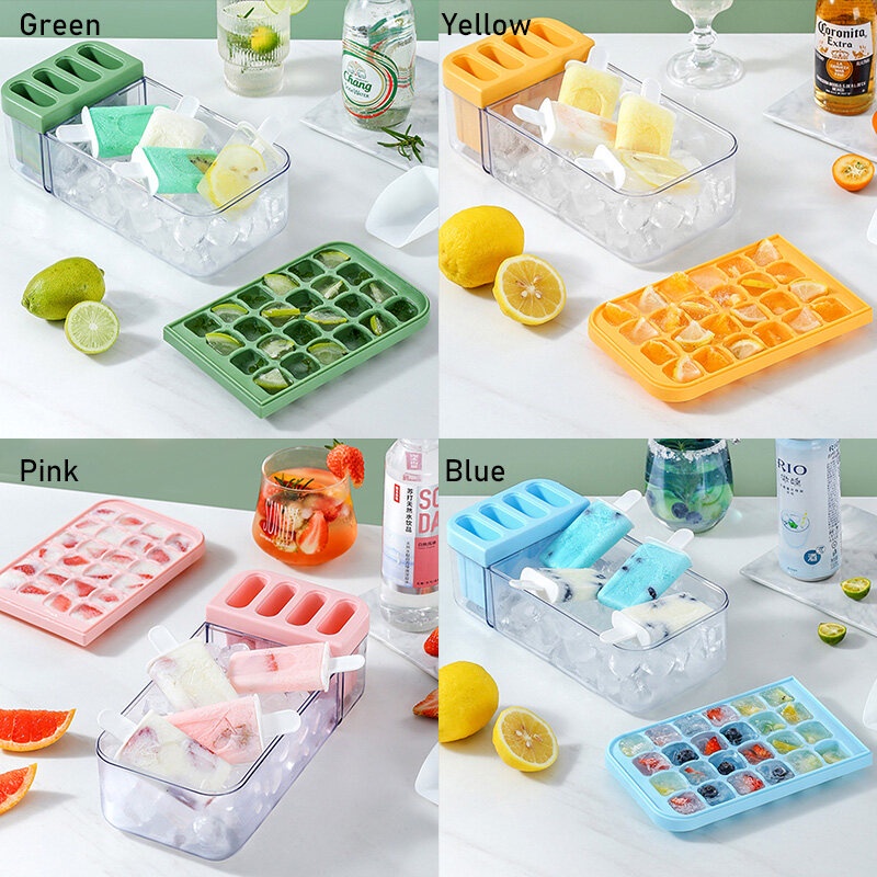 ONLY HOUSE Khuôn Làm Kem 24 Ngăn Hai Trong Một Sức Chứa Lớn Kèm Nắp Đậy DIY