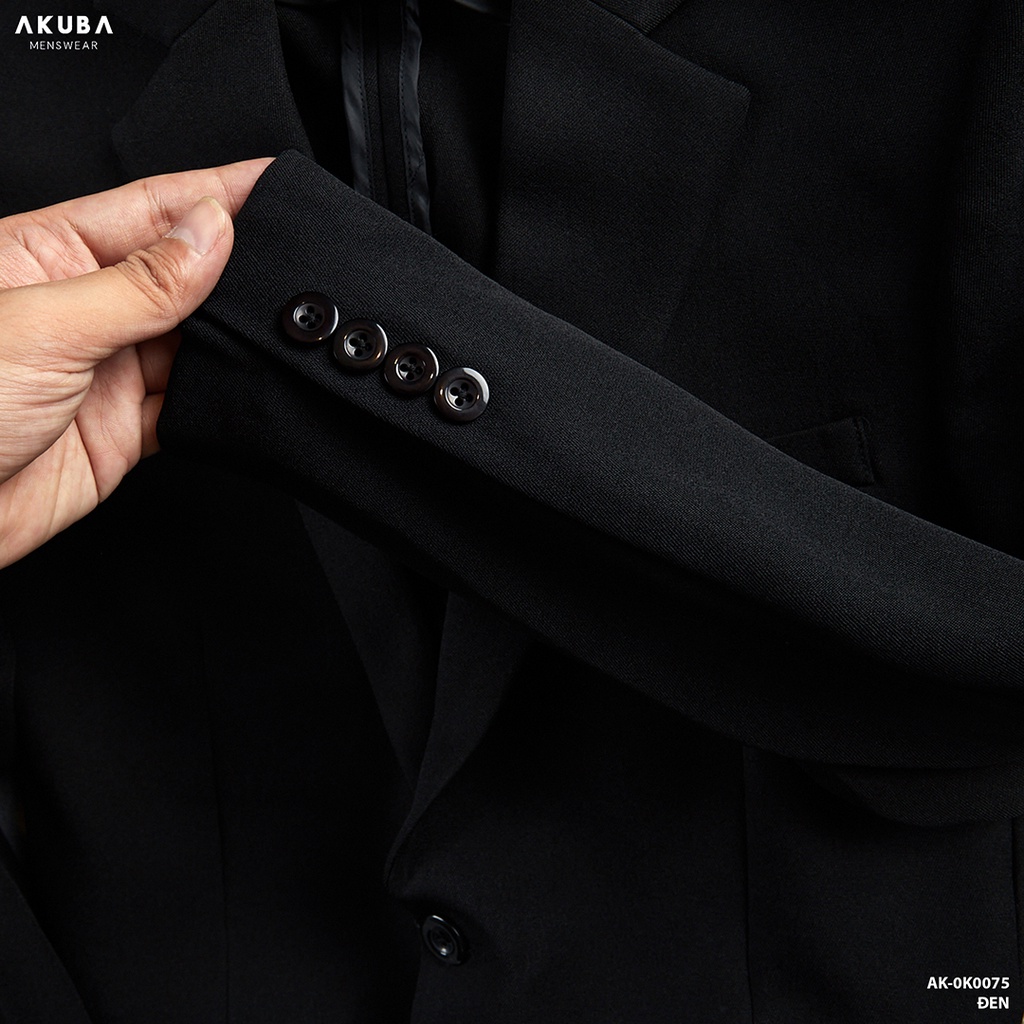 Áo khoác Blazer nam AKUBA form regular, không ôm, vải fresco, đứng form, ít nhăn, có 1 nút, phong cách Hàn Quốc 01K0075