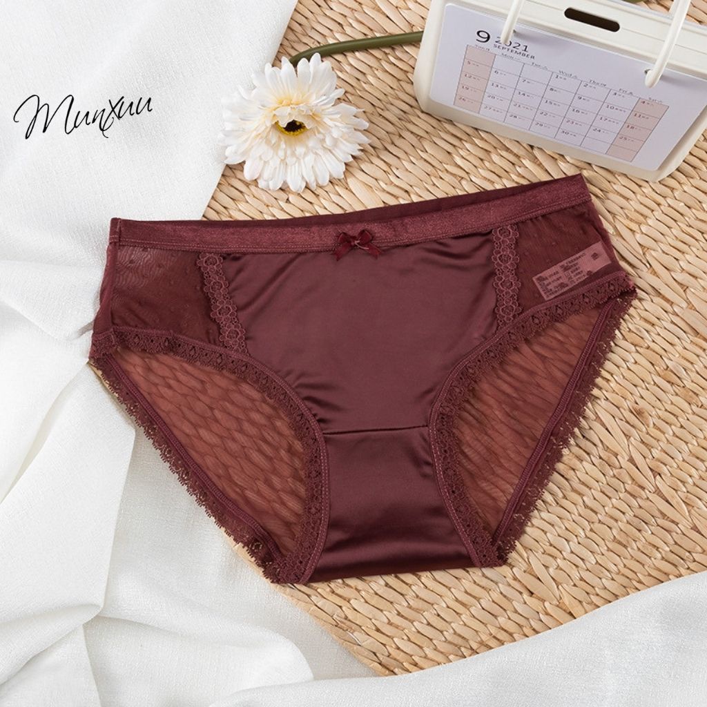 Quần lót đúc su cao cấp phối ren kim sa siêu thông thoáng gợi cảm - MUNXUU QC100
