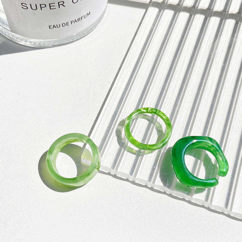 Set Nhẫn Nhựa Resin Trong Suốt Đơn Giản Thời Trang Hàn Quốc Cho Nữ