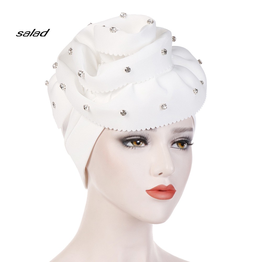 Mũ Trùm Đầu Màu Trơn Đính Đá Phong Cách Hồi Giáo Cho Nữ