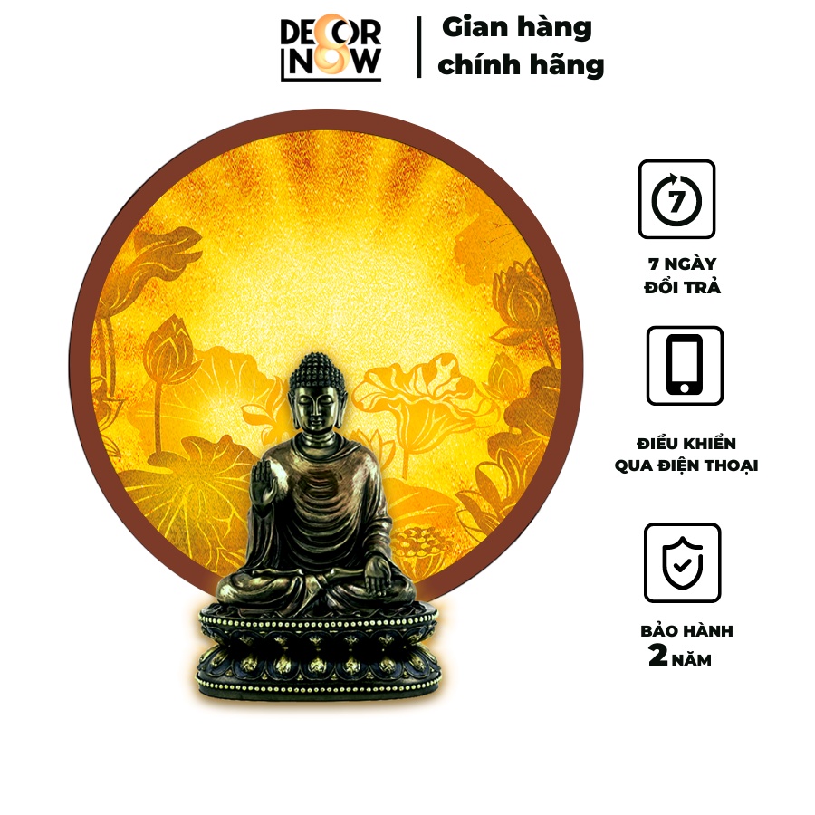 Đèn Hào Quang Phật In Tranh Trúc Chỉ DECORNOW 30,40 cm, Trang Trí Ban Thờ, Hào Quang Trúc Chỉ HOA SEN DCN-TC35