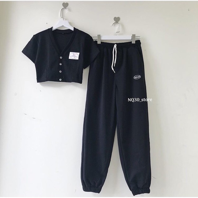 💢Set Bộ Quần Spun + Croptop Nút