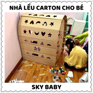 [Lều cho bé nhà bìa carton] lắp ghép thông minh trang trí sáng tạo+ [5 QUÀ TẶNG CHO BÉ] nhà cho chó mèo hàng chính hãng